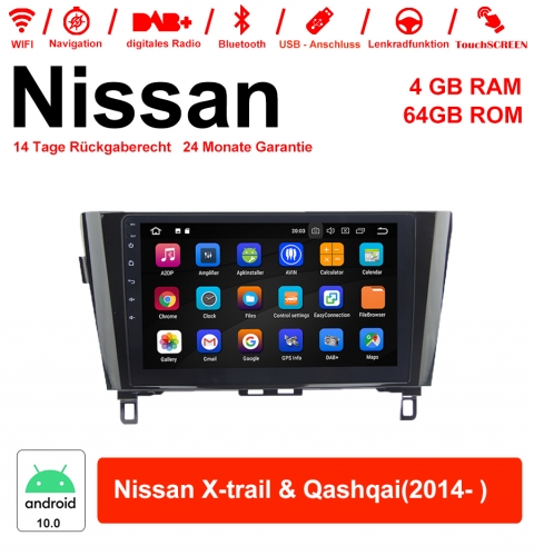10.1 Zoll Android 10.0 Autoadio / Multimedia  4GB RAM 64GB ROM für Nissan X-trail & Qashqai(2014