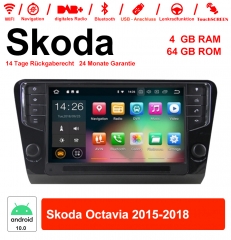 9 pouces Android 10.0 Autoradio / multimédia 4 Go de RAM 64 Go de ROM pour Skoda Octavia 2015-2018 avec NAVI, WIFI, Bluetooth ...