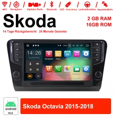 Autoradio de 9 pouces Android 10.0 / ROM multimédia 2 Go de RAM 16 Go pour Skoda Octavia 2015-2018