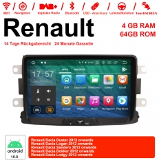 Autoradio de 8 pouces Android 10.0 multimédia de 4Go de RAM 64Go ROM pour Renault Dacia, Duster, Logan, Sandero, Dokker, Lodgy