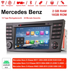 7 Inch Android 10.0 Car Radio / Multimedia 2GB RAM 16GB ROM For Mercedes Benz E Class W211, CLS Class W219, G Class W463