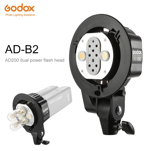 Godox AD-B2 Bowens Mount Double Tubes Light Head Mount for AD200 Portable Flash Speedlite