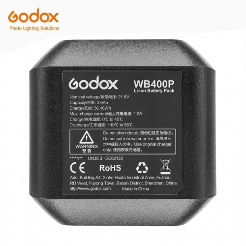Godox AD400PRO WB400P Batterie Li-ion Lampe Flash externe Lampe de caméra Alimentation Batterie de secours