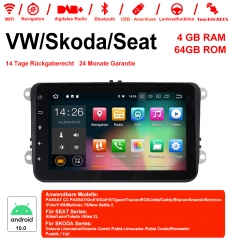 8 Zoll Android 10.0 Autoradio/Multimedia 4GB RAM 64GB ROM Für VW Golf 5 Polo Jetta Tiguan Passat B6 5 CC Skoda Touran