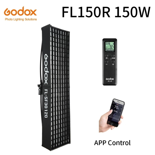 Godox FL150R 150W LED flexible vidéo lampe en tissu enroulable avec grille en nid d'abeille Softbox + contrôleur + télécommande et APP