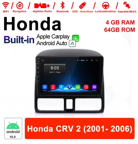 9 pouces Android 10.0 Autoradio / Multimédia 4 Go RAM 64 Go ROM pour Honda CRV 2 2001- 2006 avec DSP intégré Carplay Android Auto