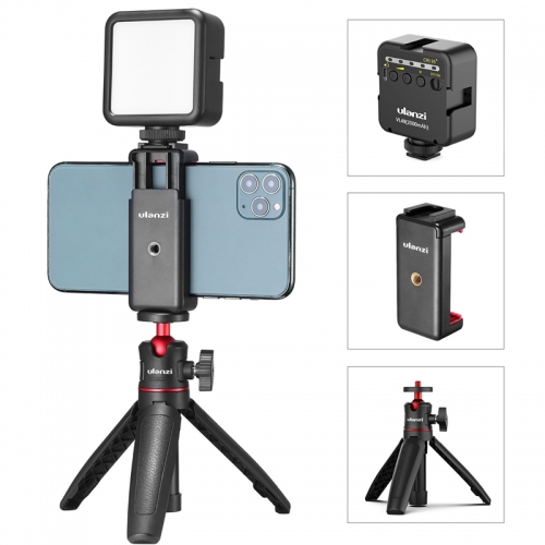 Ulanzi ST-07 Vlog Kit Mini LED Video Light Expandable Tripod Cold Shoe Phone Mount Vlog Mount Kit Youtube Live Accessories