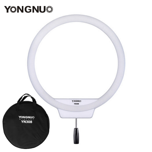 YongNuo YN308 Selfie Ring Light 3200K ~ 5500K Two-Color Temperature LED Video Light Wireless Remote Control CRI95 with Handle
