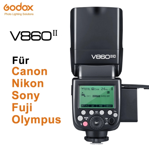 Godox V860II-C V860II-N V860II-S V860II-F V860II-O TTL HSS Li-Ion batterie Flash Speedlite pour Canon Nikon Sony Fuji Olympus