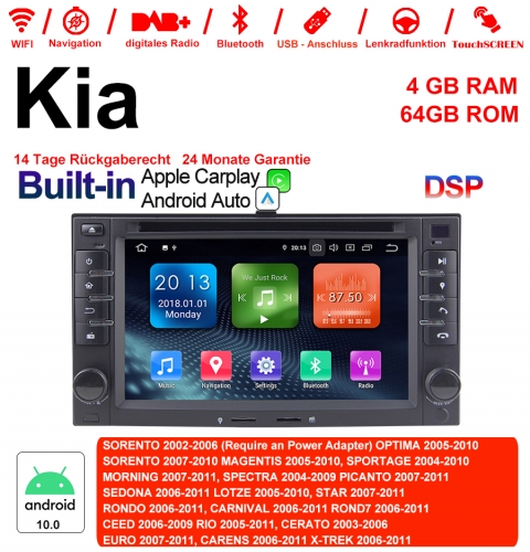 6.2'' Android 10.0 Octa-core 4GB RAM 64GB Flash Autoradio / Multimedia Für Kia SORENTO,OPTIMA,SORENTO,MAGENTIS Built-in Carplay / Android Auto