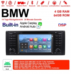 Autoradio de 7 pouces Android 10.0 / ROM multimédia 4GB RAM 64GB pour BMW série 5 E39 X5 E53 M5 Carplay / Android Auto intégré