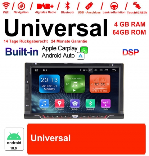 6.95 Zoll Android 10.0 Autoradio / Multimedia 4GB RAM 64GB ROM für Universal Built-in Carplay / Android Auto