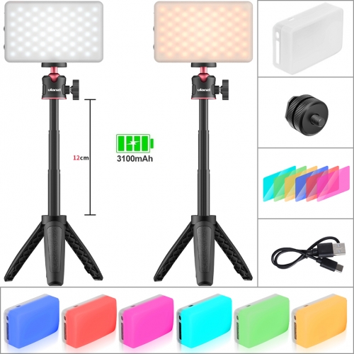 Ulanzi MT-08 VL120 Mini trépied LED Kit de lumière de remplissage Dimmable avec Gel de couleur Kit Youtube de diffusion en direct