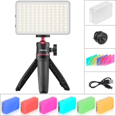 Ulanzi MT-08 VL120 Mini trépied LED Kit de lumière de remplissage Dimmable avec Gel de couleur Kit Youtube de diffusion en direct