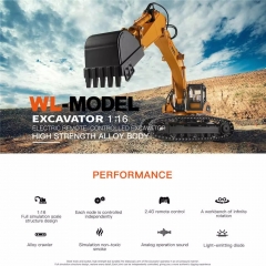 Wltoys 16800 RC Car 1:16 2.4Ghz 8CH RC Excavator Engineering Alloy Crawler RC Vehicle with Lighting Sound RTR Model Toy