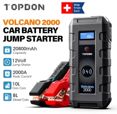 TOPDON Auto Starthilfe 20800mAh 2000A Spitzen 12V Tragbare Notfall Starter Power Bank Auto Booster Start Gerät Waterpoof