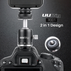 UUrig R001 2 en 1 Mini tête à billes chaussure froide 1/4 vis en alliage d'aluminium caméra tête à billes pour caméra trépied lumière DSLR accessoires