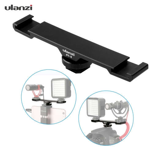 Ulanzi PT-2 Double barre d'extension de montage de chaussure chaude double support avec filetage 1/4 "pour caméra DV DSLR Smartphone Microphone