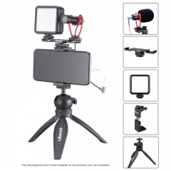 ULANZI Smartphone Kit vidéo téléphone photographie Live VLog ensemble comprend trépied téléphone pince LED lumières Microphone stabilisateur de poche