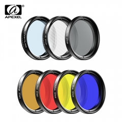 APEXEL 7 in 1 phone lens kit 37mm UV Full, Blue, Red Color Filter + CPL ND32 + Star Filter for iPhone Xiaomi all Smartphone