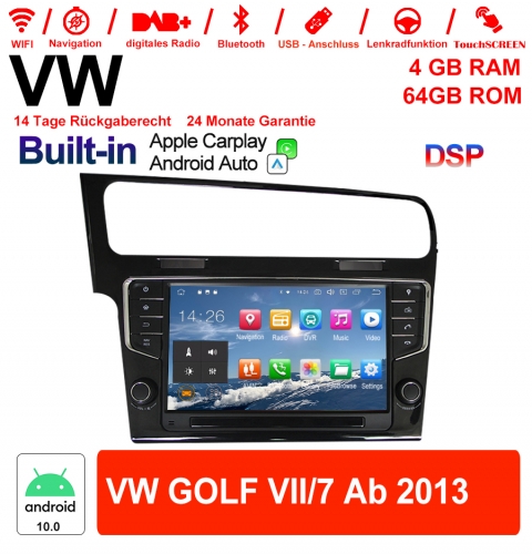 9 pouces Android 10.0 Autoradio / multimédia 4GB RAM 64GB ROM Pour VW GOLF VII / 7 à partir de 2013 Carplay / Android Auto intég
