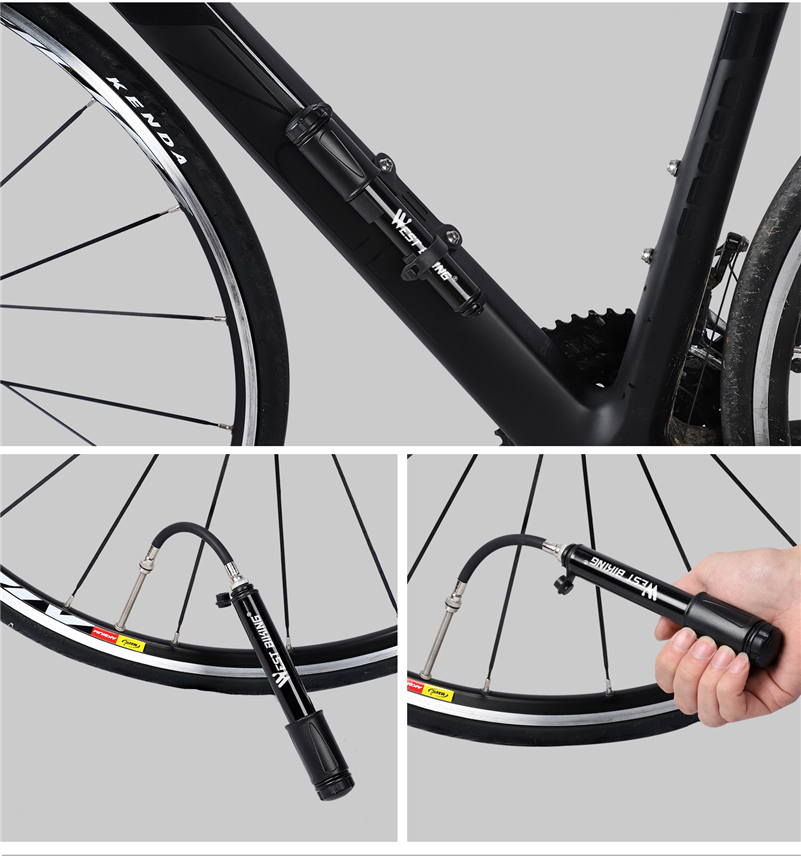 West Biking Portable Mini Fahrrad Pumpe Radfahren Hand Luftpumpe Ball  Reifen Inflator Schrader Presta Ventil Mtb Rennrad Zubehör