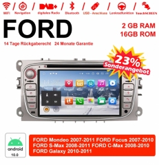 7 Inch Android 10.0 Car Radio / Multimedia 2GB RAM 16GB ROM For Ford Focus Galaxy Mondeo S-Max C-Max Silver