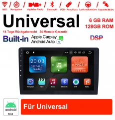 10,1 pouces Android 10.0 Autoadio / Multimédia 6Go de RAM 128Go de ROM pour universelle Bluetooth 5.1 intégré Carplay / Android Auto