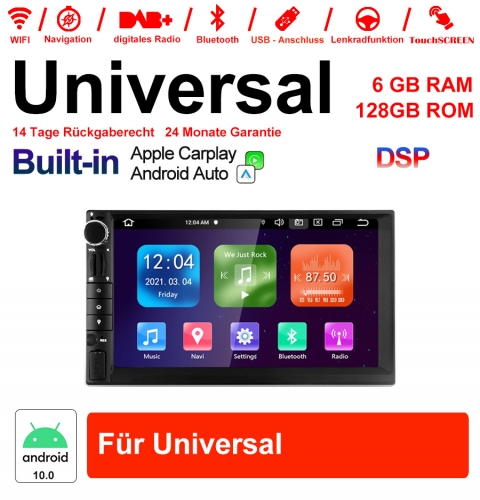 10,1 pouces Android 10.0 Autoadio / Multimédia 6Go de RAM 128Go de ROM pour universelle Bluetooth 5.1 intégré Carplay / Android Auto