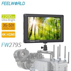FEELWORLD FW279S 7 Inch 2200nit Daylight Visible 3G-SDI Mini HDMI to Camera DSLR Field Monitor 4K HDMI 1920X1200 for Outdoor