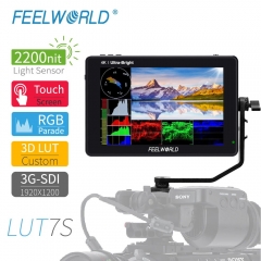FEELWORLD LUT7S 7 pouces 3G-SDI 4KHDMI 2200nits 3D LUT écran tactile moniteur de champ pour caméra DSLR avec forme d'onde VectorScope histogramme