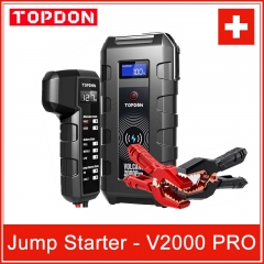 Topdon Auto Starthilfe 20800mAh V2000 Pro 1200A Ausgangsgerät Power Bank Starter für Auto Booster