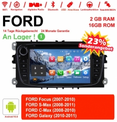 Autoradio 7,0 Android 10.0 / ROM multimédia 2 Go de RAM 16 Go pour Ford Focus Galaxy Mondeo S-Max C-Max Noir