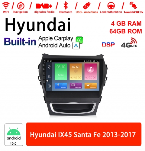 Android 10.0 autoradio / multimédia 4Go de RAM 64Go de ROM pour Hyundai IX45 Santa Fe 2013-2017 avec WiFi NAVI Bluetoot