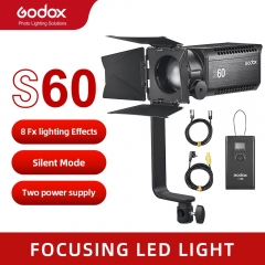 Godox S60 60W Focusing LED Photography Continuous Adjustable Light Spotlight With Barn Door for Professional Photography