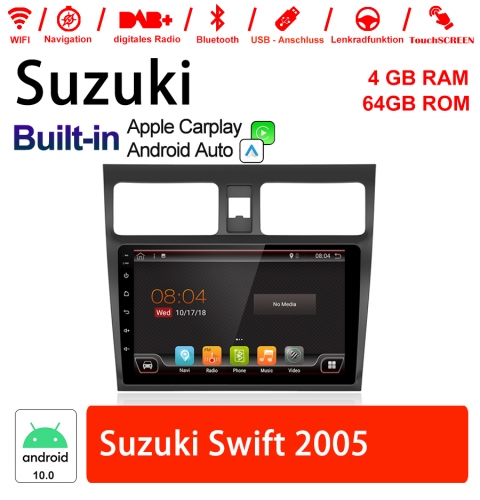 10 Inch Android 10.0 Car Radio / Multimedia 4GB RAM 64GB ROM For Suzuki Swift 2005 With DSP Built-in Carplay Android Auto