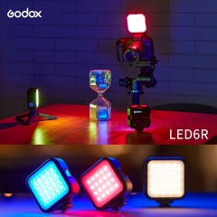 Godox LITEMONS LED6R RGB LED lumière vidéo rechargeable Mini lumière de remplissage 3200K-6500K Dimmable 13 effets d'éclairage pour Vlog Live