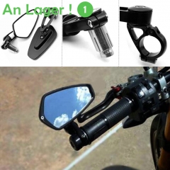 1 Pair 7/8" 22mm Universal Motorcycle Aluminum Rear View Black Handle Bar End Side Rearview Mirrors