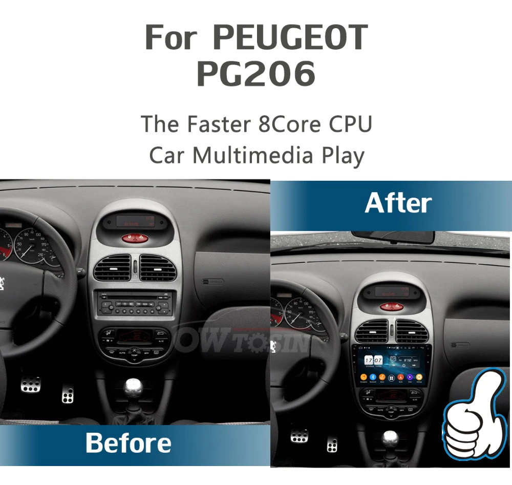 Android 12 Autoradio Für Peugeot 206 CC 2000-2016 Eingebautes 