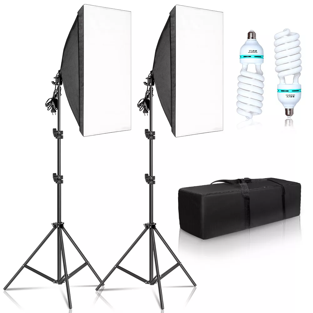 Photographie 50x70CM Softbox Kits d'éclairage système d'éclairage professionnel avec ampoules photographiques E27 équipement de Studio Photo