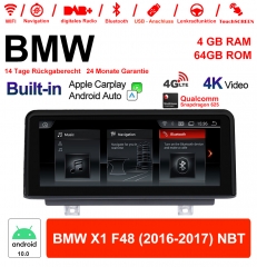 10.25 Inch Qualcomm Snapdragon 625 （MSM8953） 8 Core Android 10.0 4G LTE Car Radio / Multimedia Carplay USB For BMW X1 F48 2016-2017 NBT With WiFi