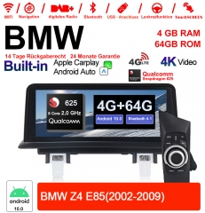 10.25 "Qualcomm Snapdragon 625 A53 2.0 GHZ Android 10.0 4G LTE Autoradio USB WiFi Navi Carplay For BMW Z4 E85 (2002-2009)