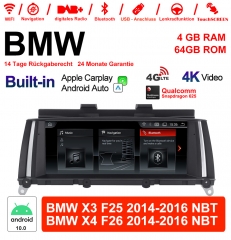 8.8 inch Qualcomm Snapdragon 625 8 Core Android 10.0 4G LTE Car Radio / Multimedia BMW X3 F25 2014-2016 NBT BMW X4 F26 2014-2016 NBT For BMW X3 / X4 F