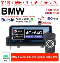 10,25 pouces 4G LTE Android 10.0 Snapdragon 625 Autoradio/Multimédia USB WiFi  Pour BMW Série 3 E90 E91 E92 E93