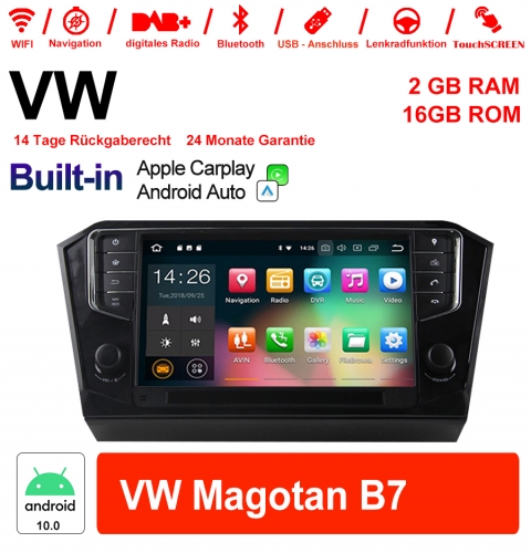 Autoradio de 9 pouces androïde 10.0 multimédia / ROM 2GB RAM 16GB pour VW Magotan B7 Carplay/Android Auto intégré