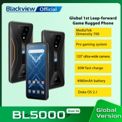 Blackview BL5000 Dual 5G Smartphone IP68 Étanche 30W Charge rapide Téléphone de jeu robuste 8 Go + 128 Go 4980mAh Téléphone portable mondial