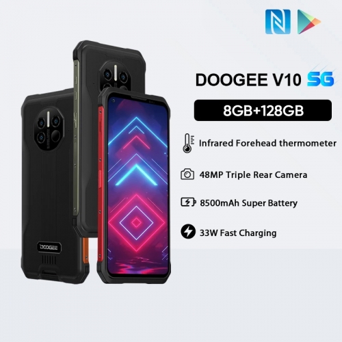 DOOGEE V10 6.39'' IP68/IP69K Android 11 Dimensity700 5G Octa Core 8GB RAM 128GB ROM Téléphone robuste 8500mAh  NFC