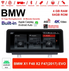 10.25 Zoll Qualcomm Snapdragon 625 8 Core Android 10.0 4G LTE Autoradio / Multimedia USB Carplay Für BMW X1 F48 X2 F47 EVO Mit WiFi NAVI