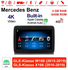 9 Zoll Snapdragon 625 8 Core Android 10.0 4G LTE Autoradio/Multimédia 4Go de RAM 64Go de ROM pour Benz Classe GLE W166/Classe GLS X166 CarPlay intégré