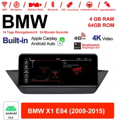 10,25 pouces Snapdragon 625 (MSM8953) 8 Core A53 Android 10.0 4G LTE Autoradio/Multimédia 4 Go de RAM 64 Go de ROM pour BMW X1 E84 avec WiFi NAVI